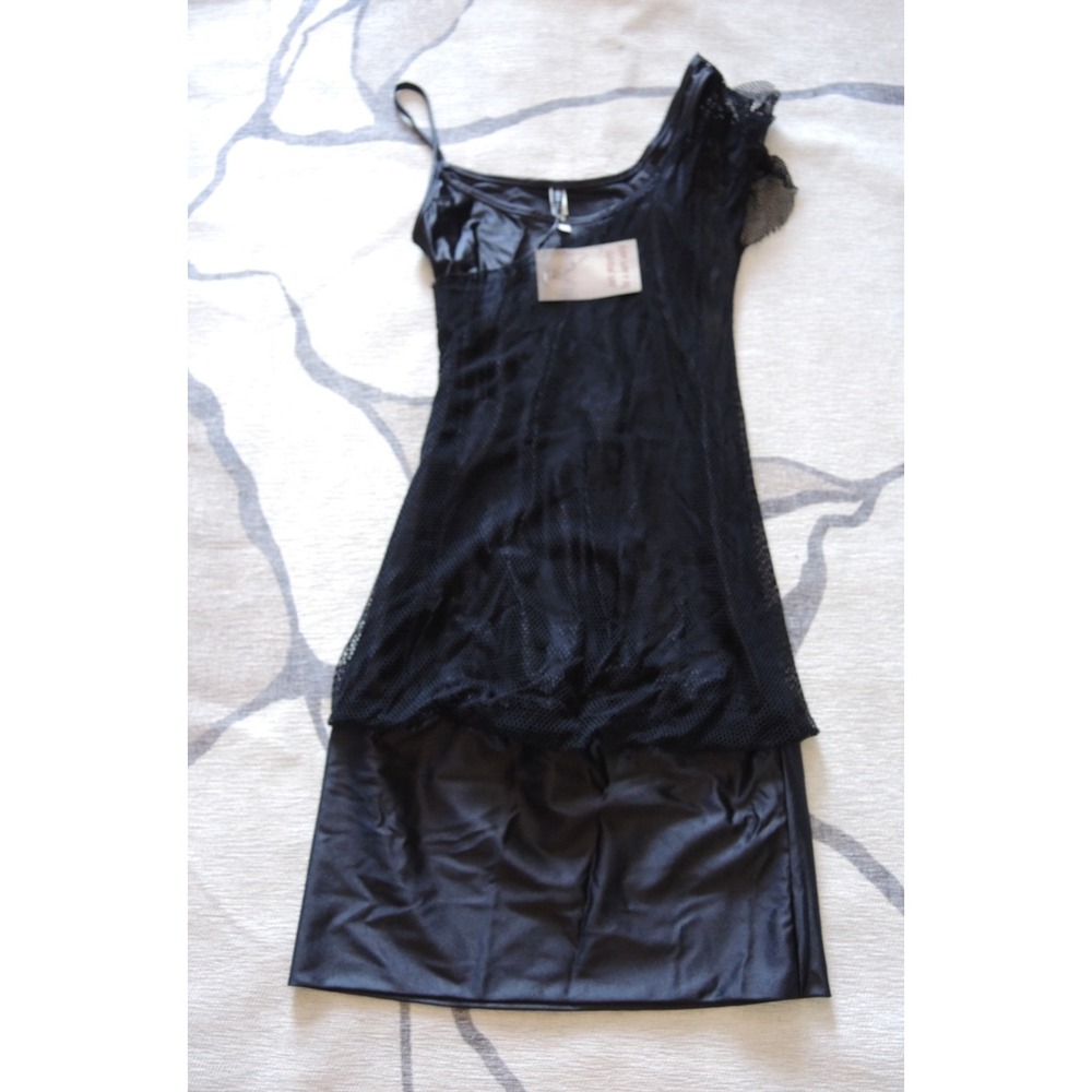 Lip Service Vintage 90s Goth Lace Midi Dress Asymmetrical Black Size P XS NWT